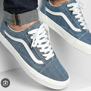 VANS LADIES SZ 7 1/2 NEW WOVEN DENIM "STACKFORM" OLD SKIOL SNEAKERS NWOB